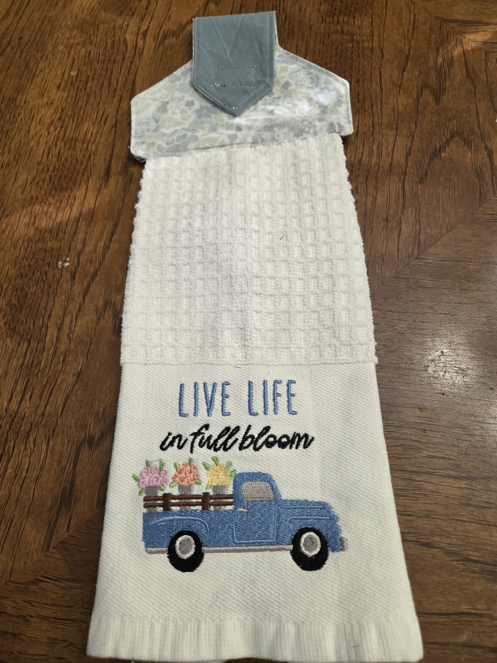 Blue Truck 'Live Life in Full Bloom' Hanging Kitchen Towel